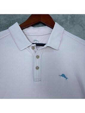Tommy Bahama Men's L Light Pink Supima Cotton Blend Polo Shirt C0702